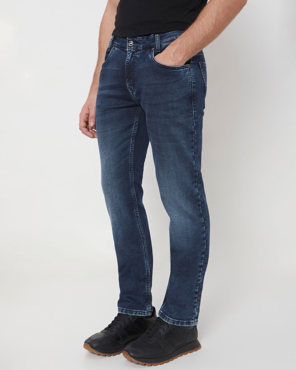 Blue Black Narrow Fit Denim Deluxe Stretch Jeans
