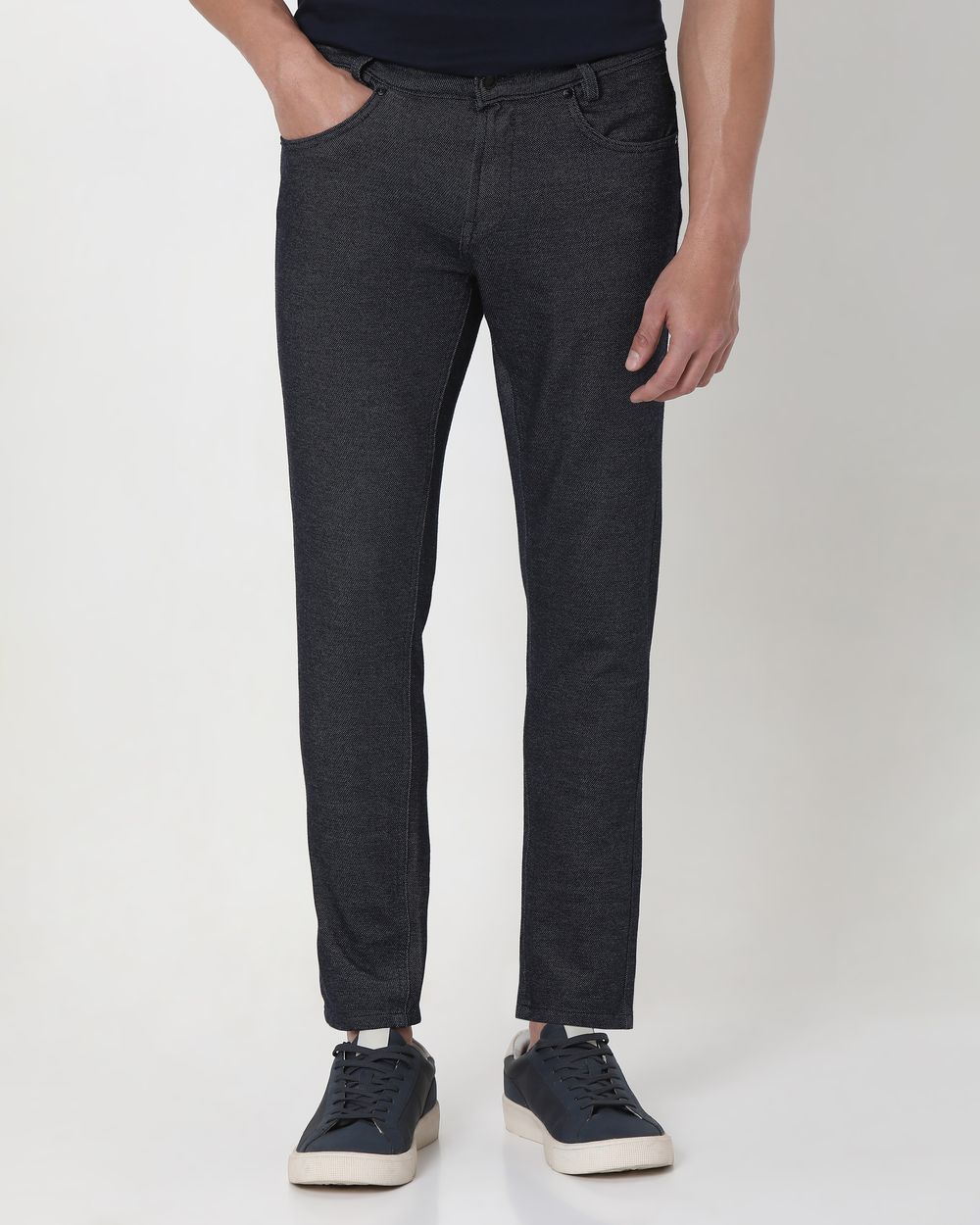 Dark Indigo Blue Ankle Length Denim Deluxe Stretch Jeans