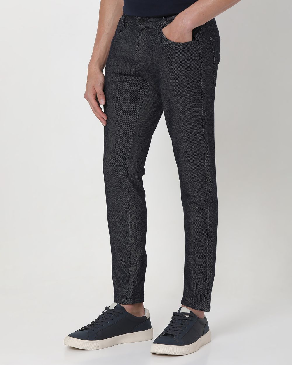 Dark Indigo Blue Ankle Length Denim Deluxe Stretch Jeans