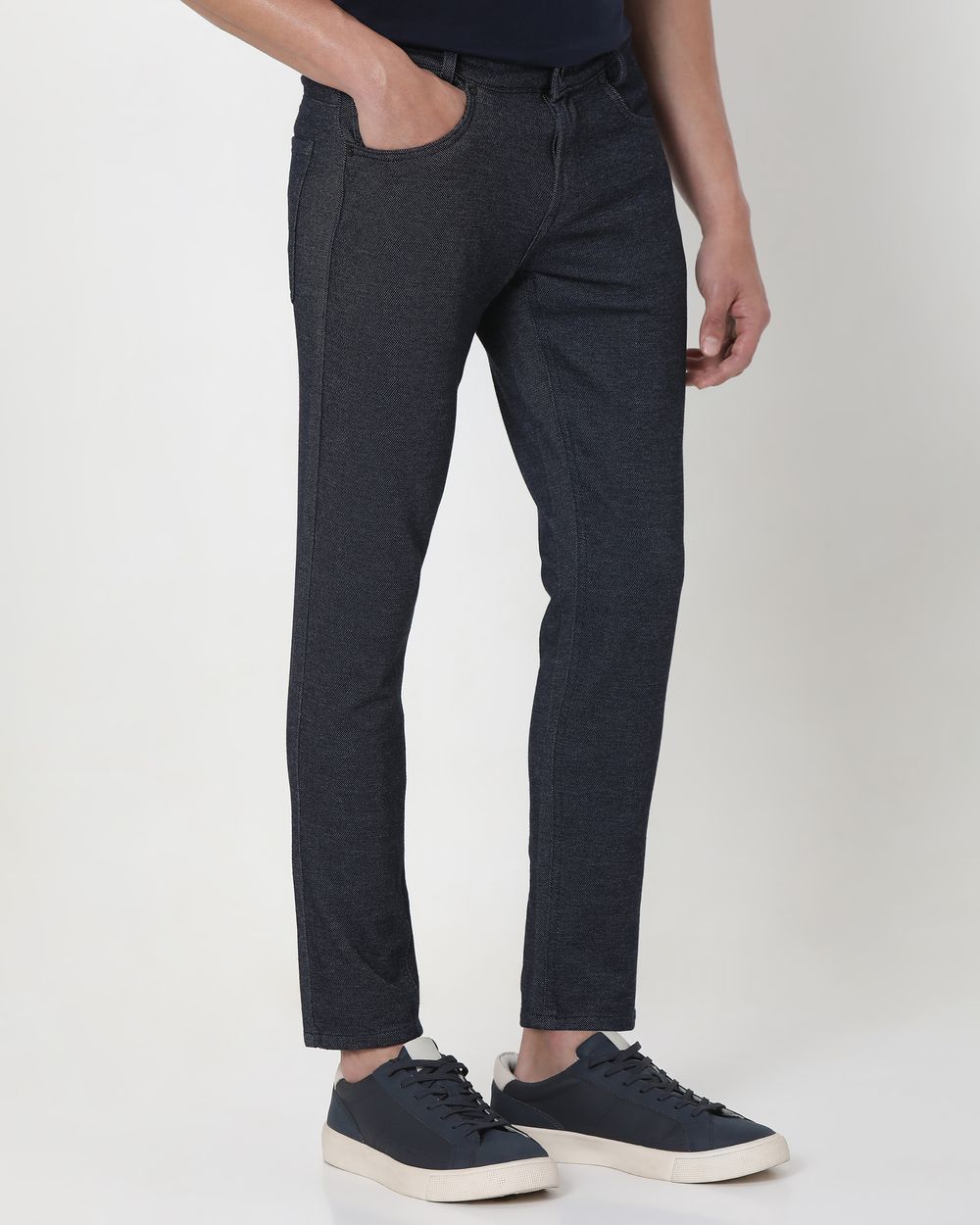 Dark Indigo Blue Ankle Length Denim Deluxe Stretch Jeans