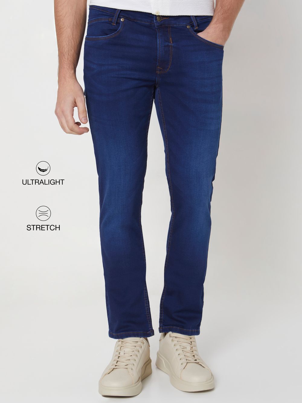 Dark Indigo Blue Super Slim Fit Fly Weight Jeans