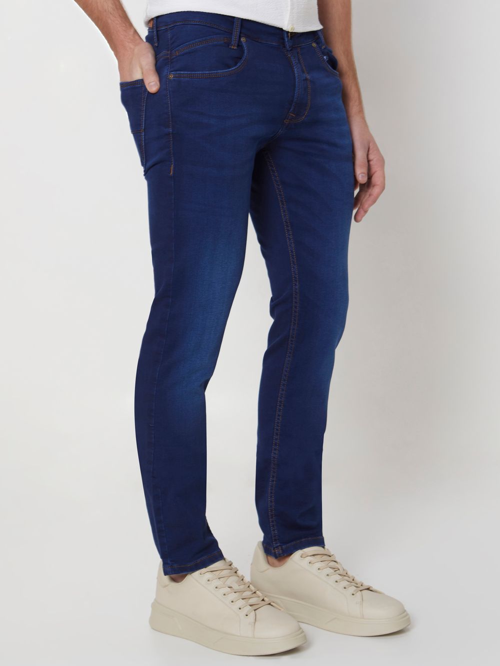 Dark Indigo Blue Super Slim Fit Fly Weight Jeans