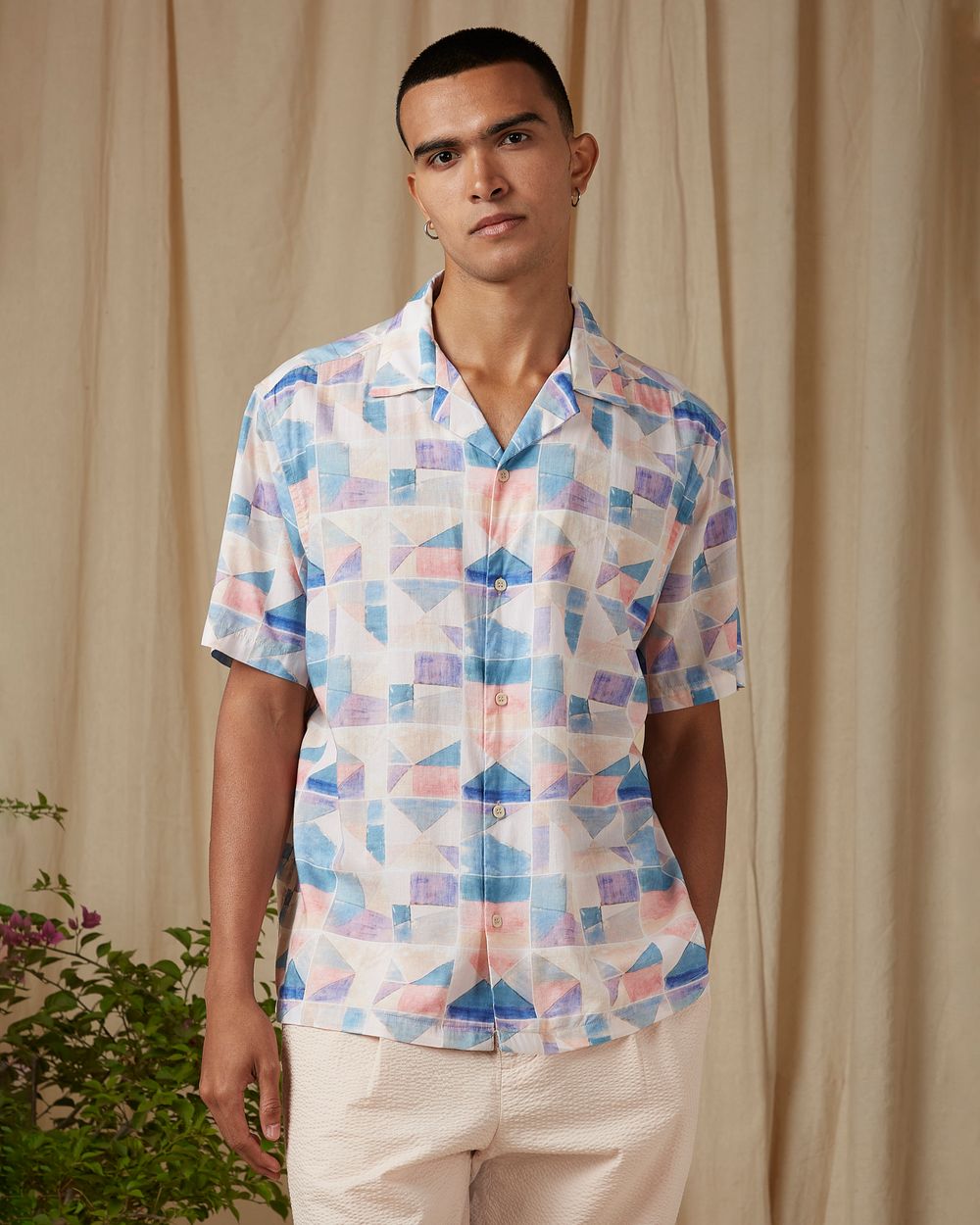 Multi Geometric Print Loose Fit Casual Shirt