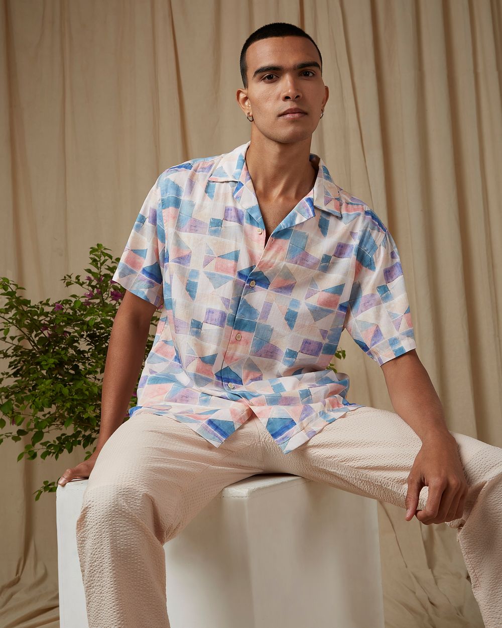 Multi Geometric Print Loose Fit Casual Shirt