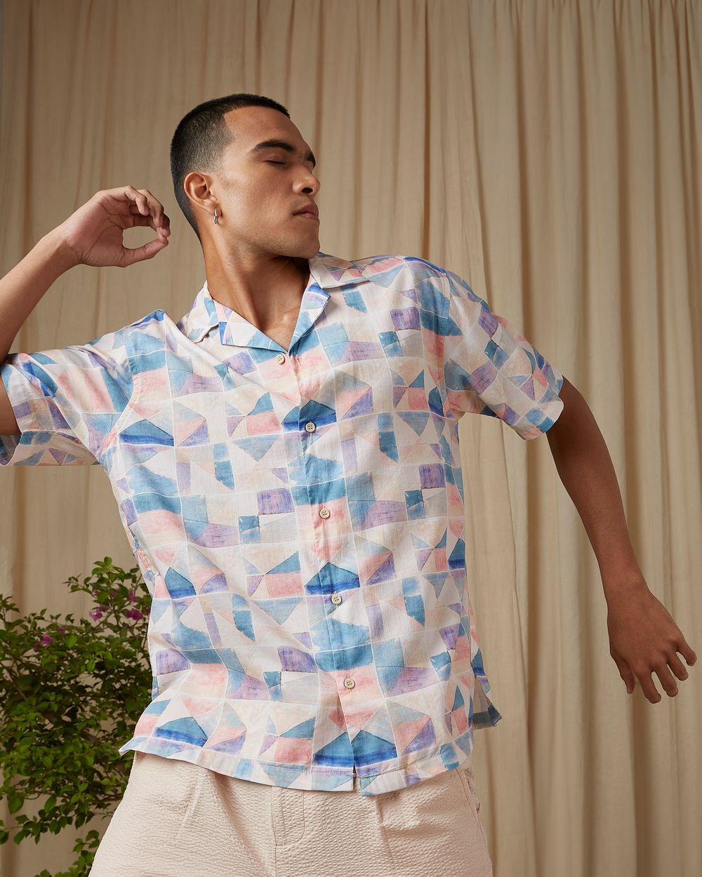 Multi Geometric Print Loose Fit Casual Shirt