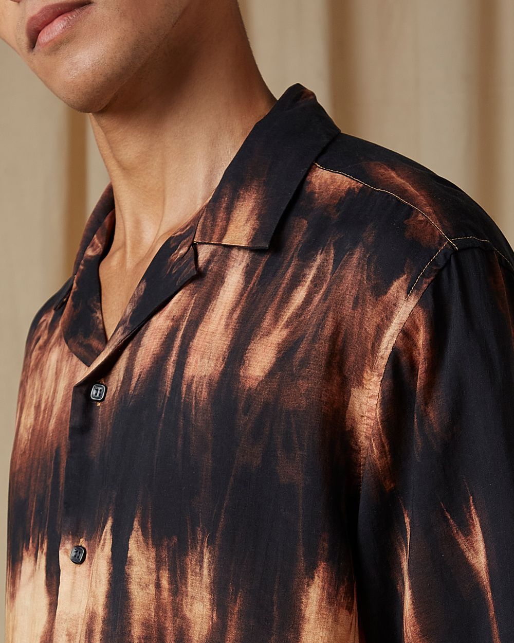 Brown Bleached Loose Fit Casual Shirt