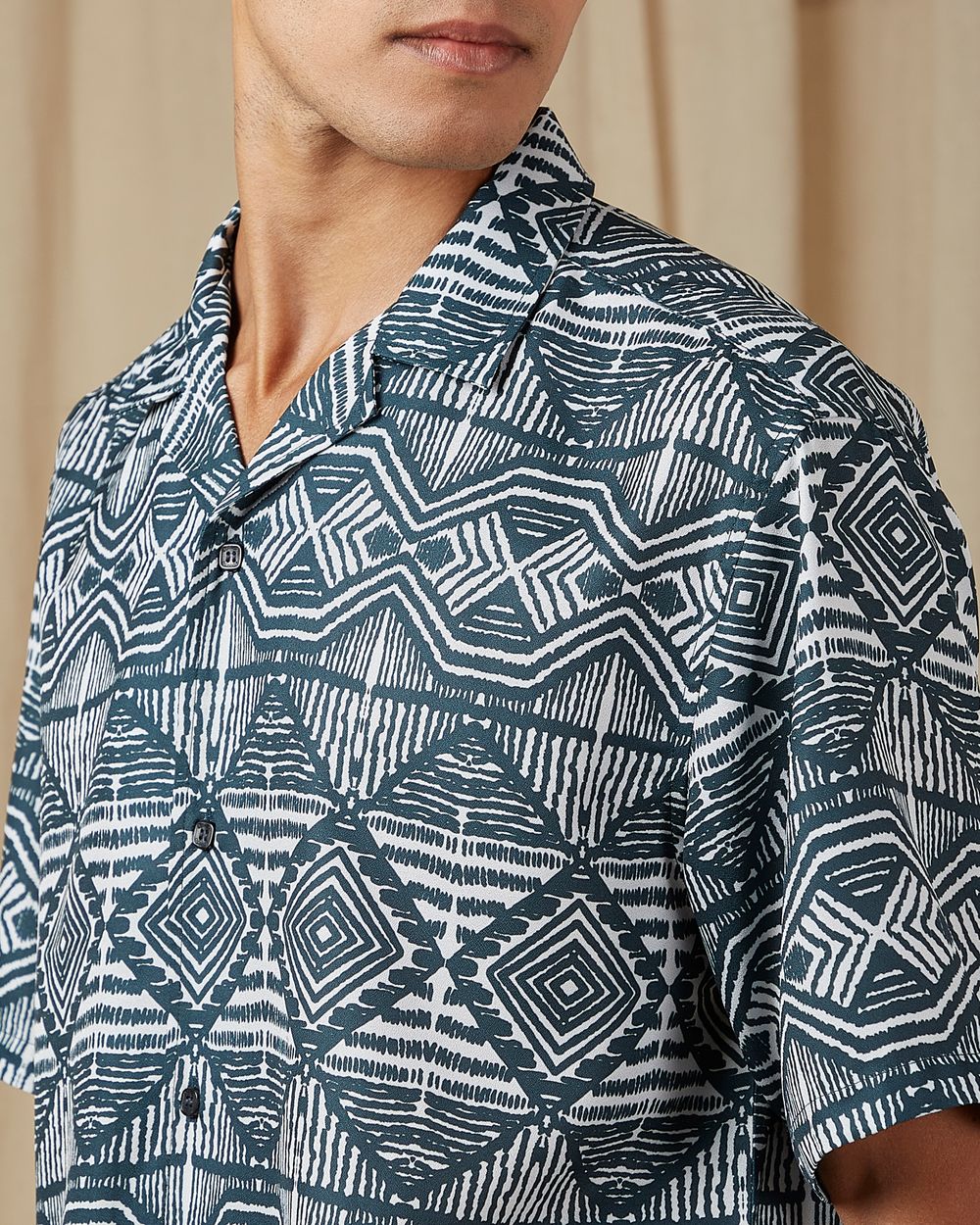 Green Navajo Print Loose Fit Casual Shirt