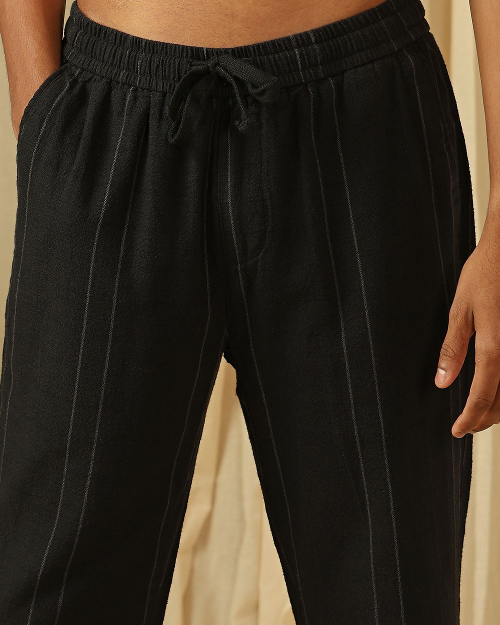 Black Relaxed Fit Drawstring Trouser