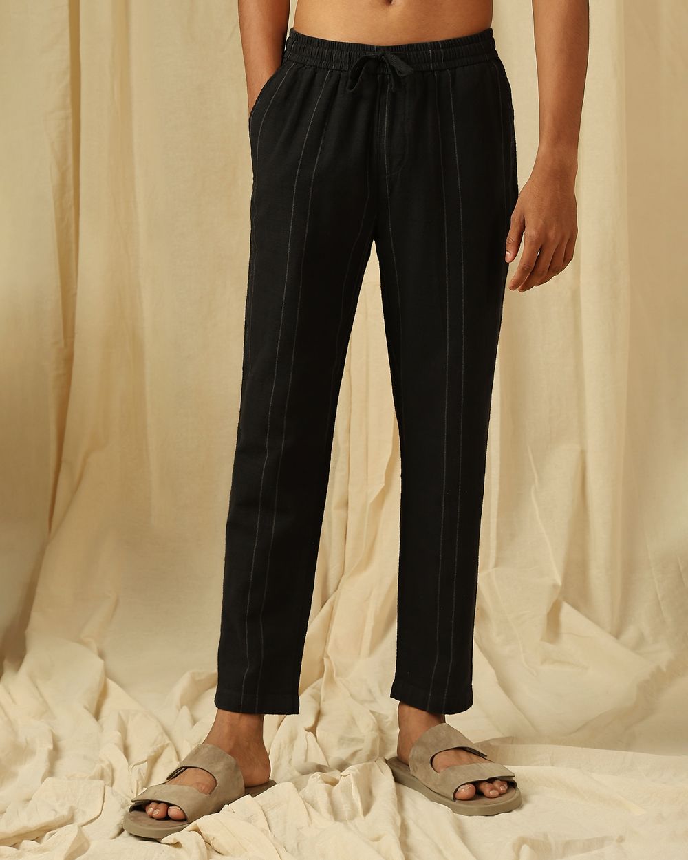 Black Relaxed Fit Drawstring Trouser