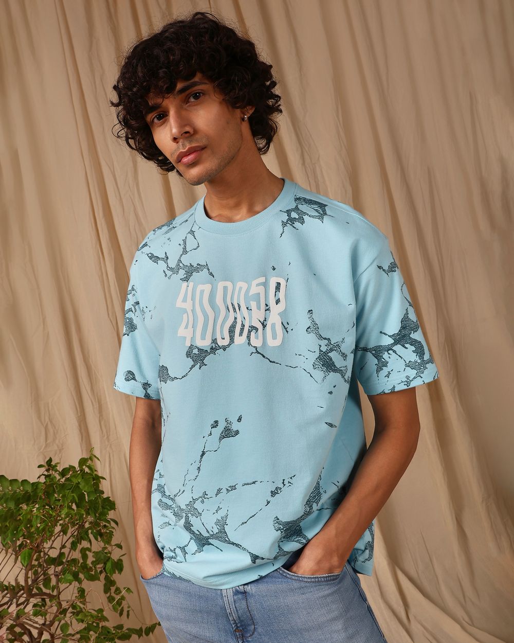 Turquoise Graphic Print Loose Fit T-Shirt