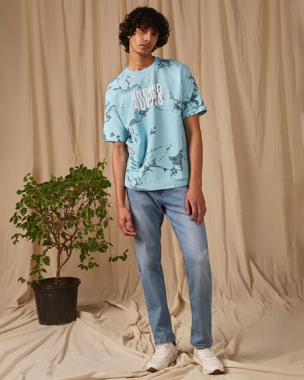 Buy Turquoise Graphic Print Loose Fit T-shirt Online at