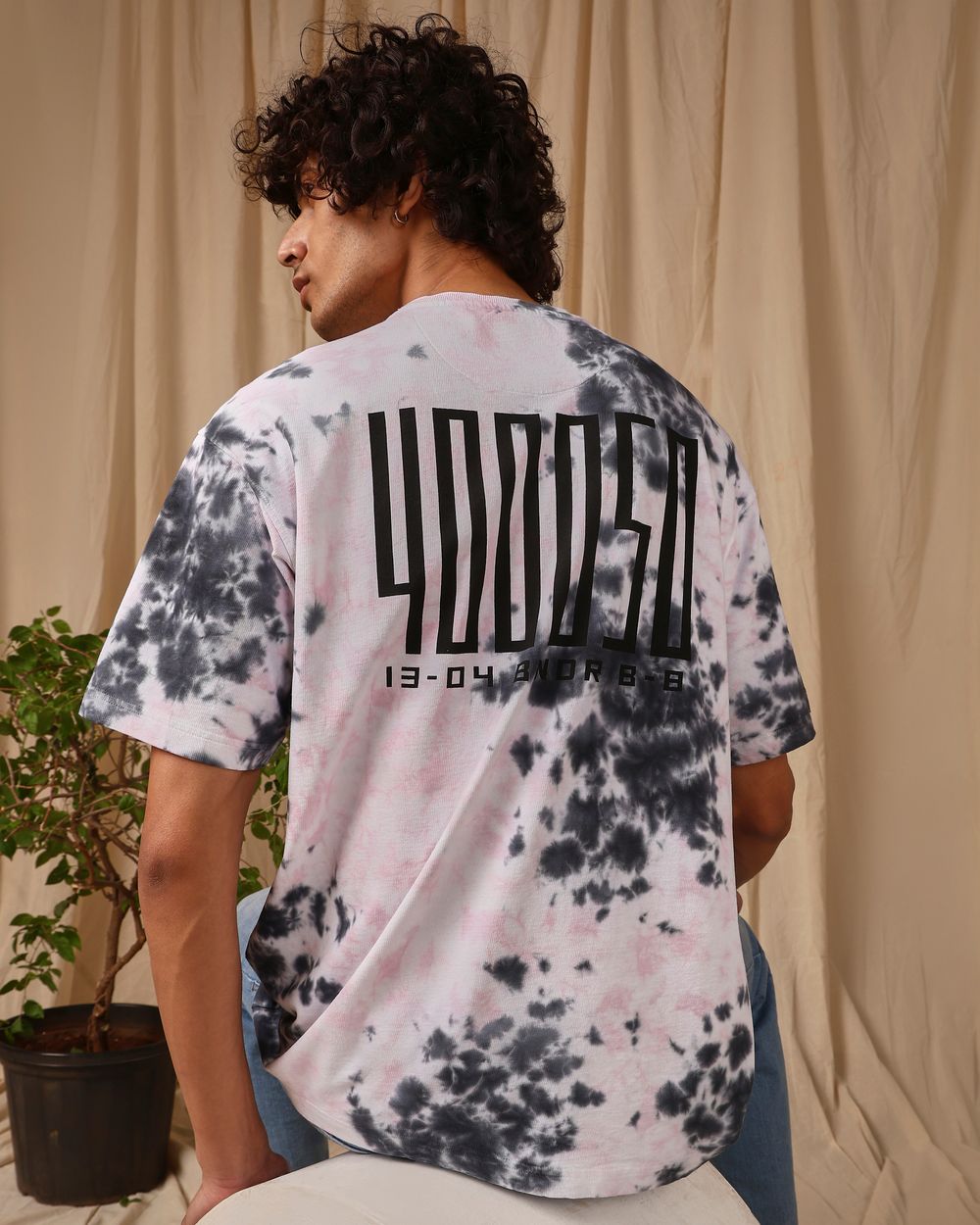 Pink Tie-Dye Print Oversized Loose Fit Tee