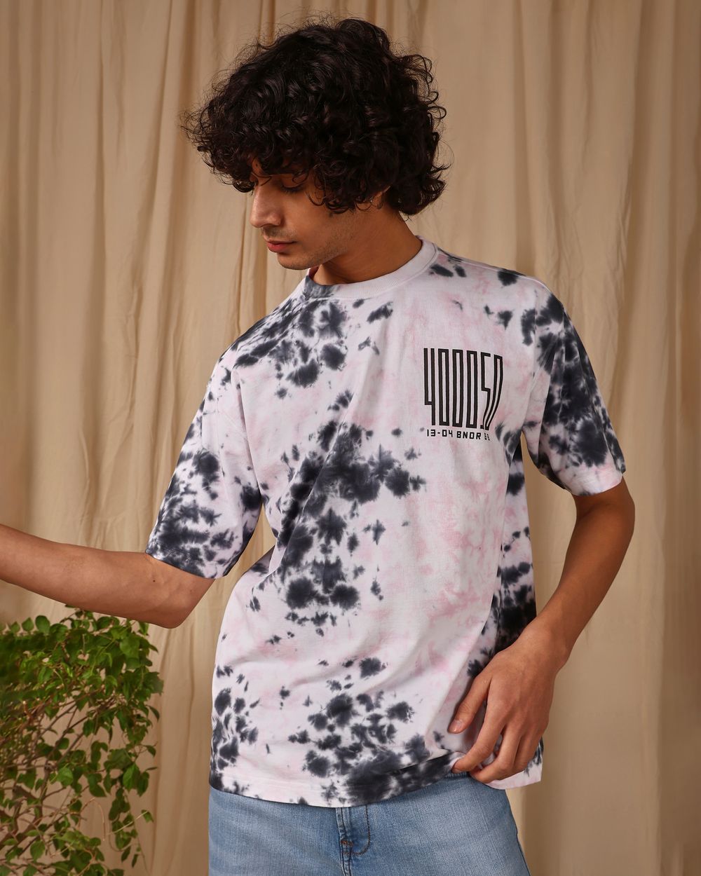 Pink Tie-Dye Print Oversized Loose Fit Tee