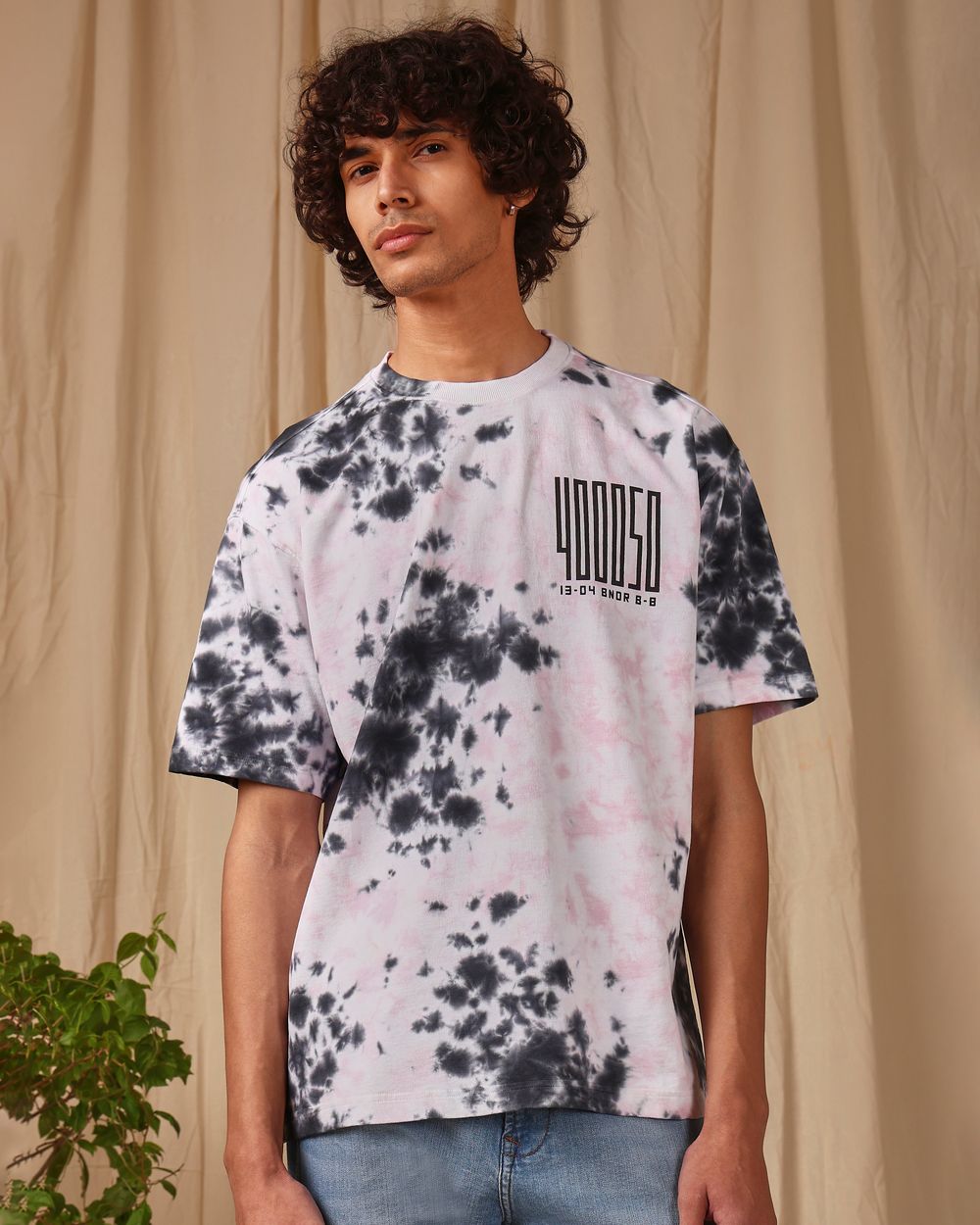Pink Tie-Dye Print Oversized Loose Fit Tee