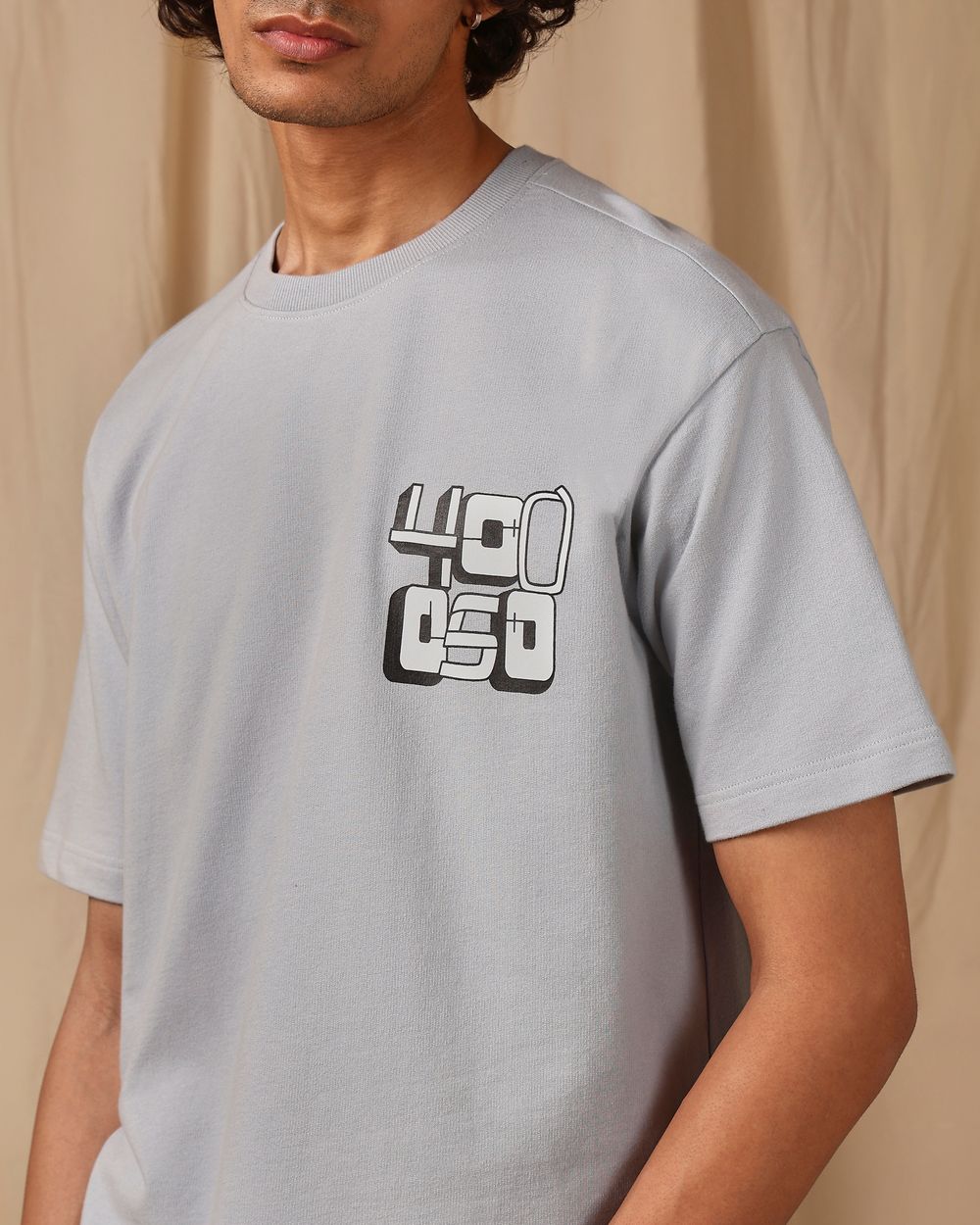 Grey Graphic Print Loose Fit T-Shirt