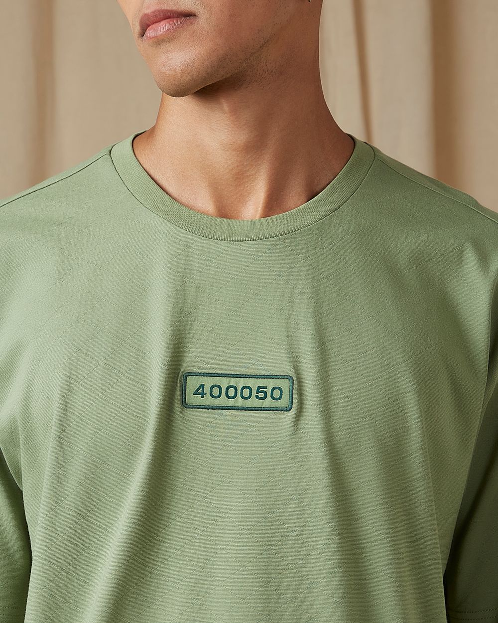 Light Green Badged Oversized Loose Fit Tee
