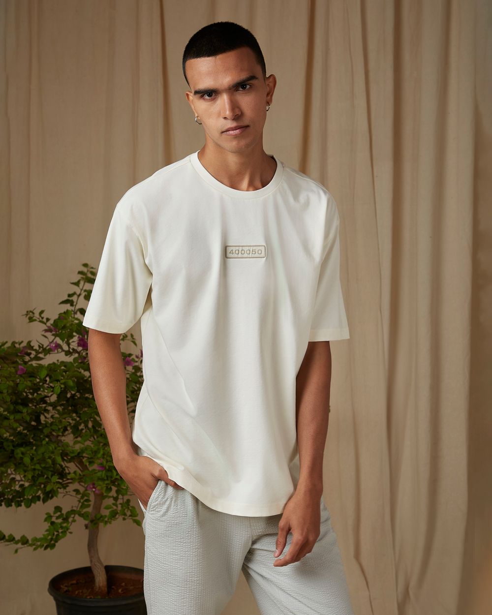 Off White Badged Oversized Loose Fit Tee