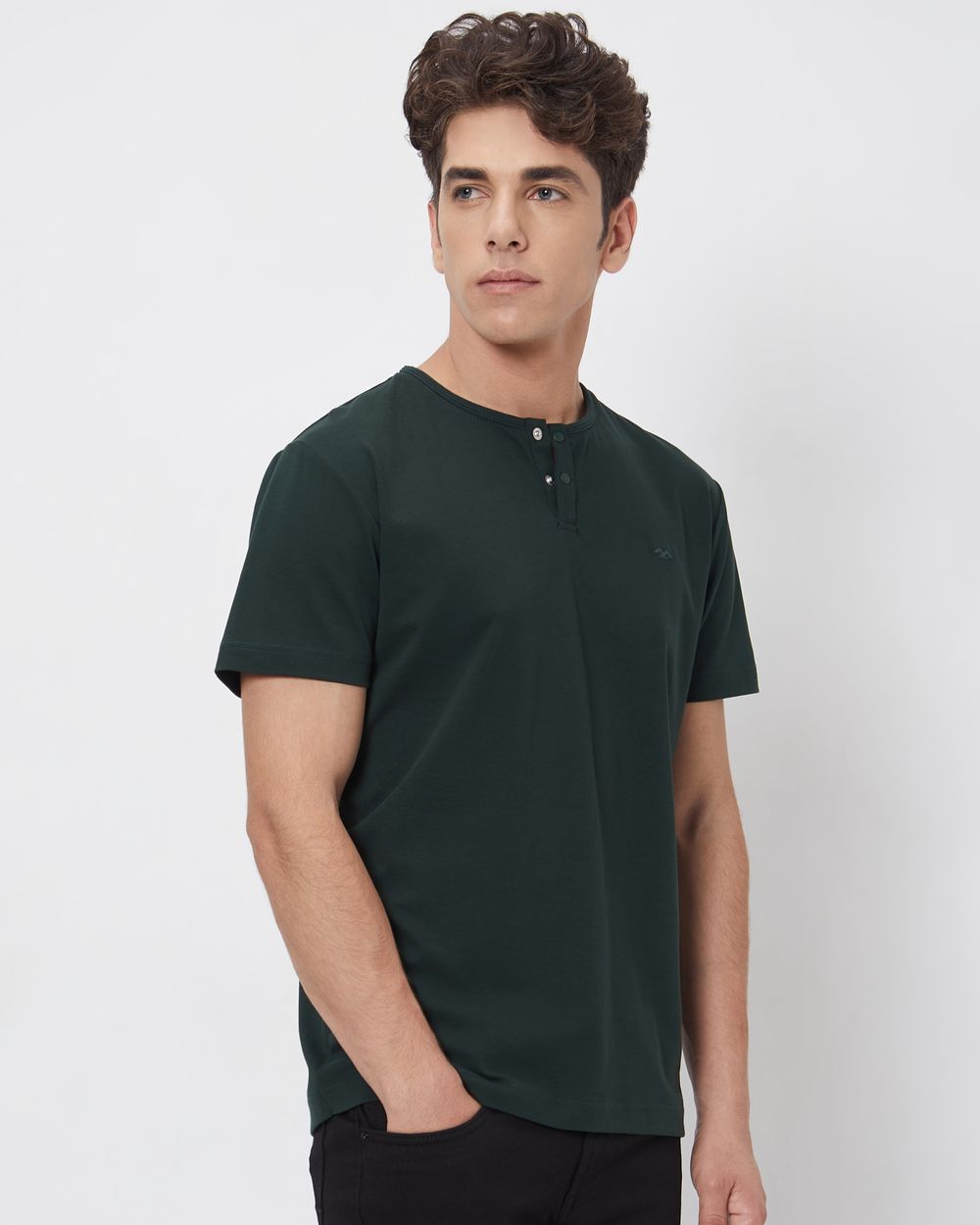 Green Textured Textured Slim Fit Casual Polo