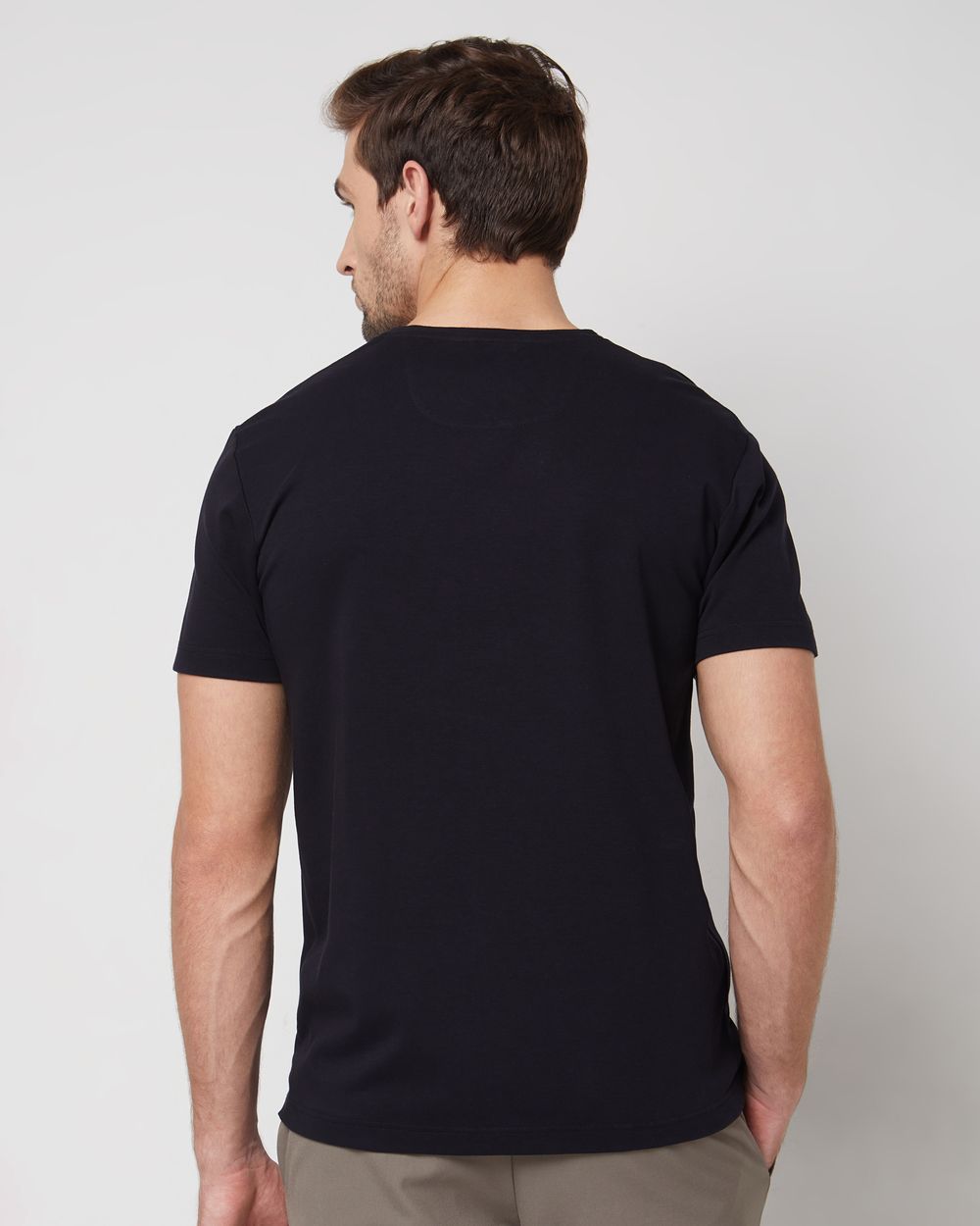Buy Navy Snap Button Plain Slim Fit Casual Henley Online at