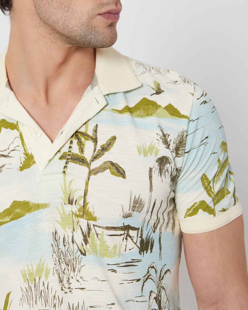 Off White Mumbai Print Slim Fit Casual Polo