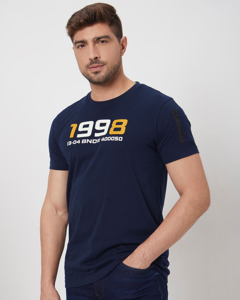 Navy Graphic Print Slim Fit Jersey T-Shirt