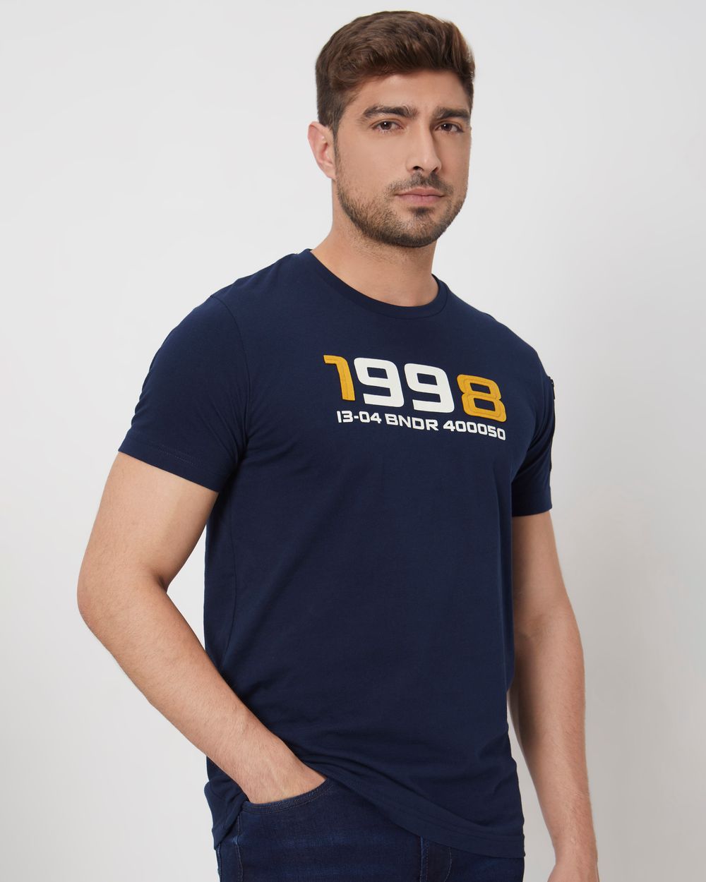 Navy Graphic Print Slim Fit Jersey T-Shirt