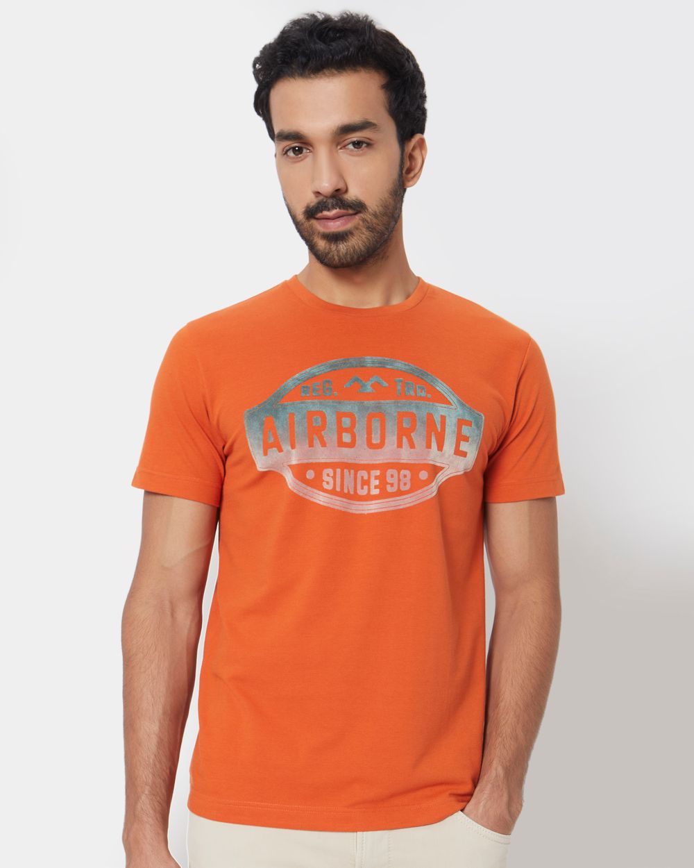 Rust Textured Graphic Slim Fit T-Shirt