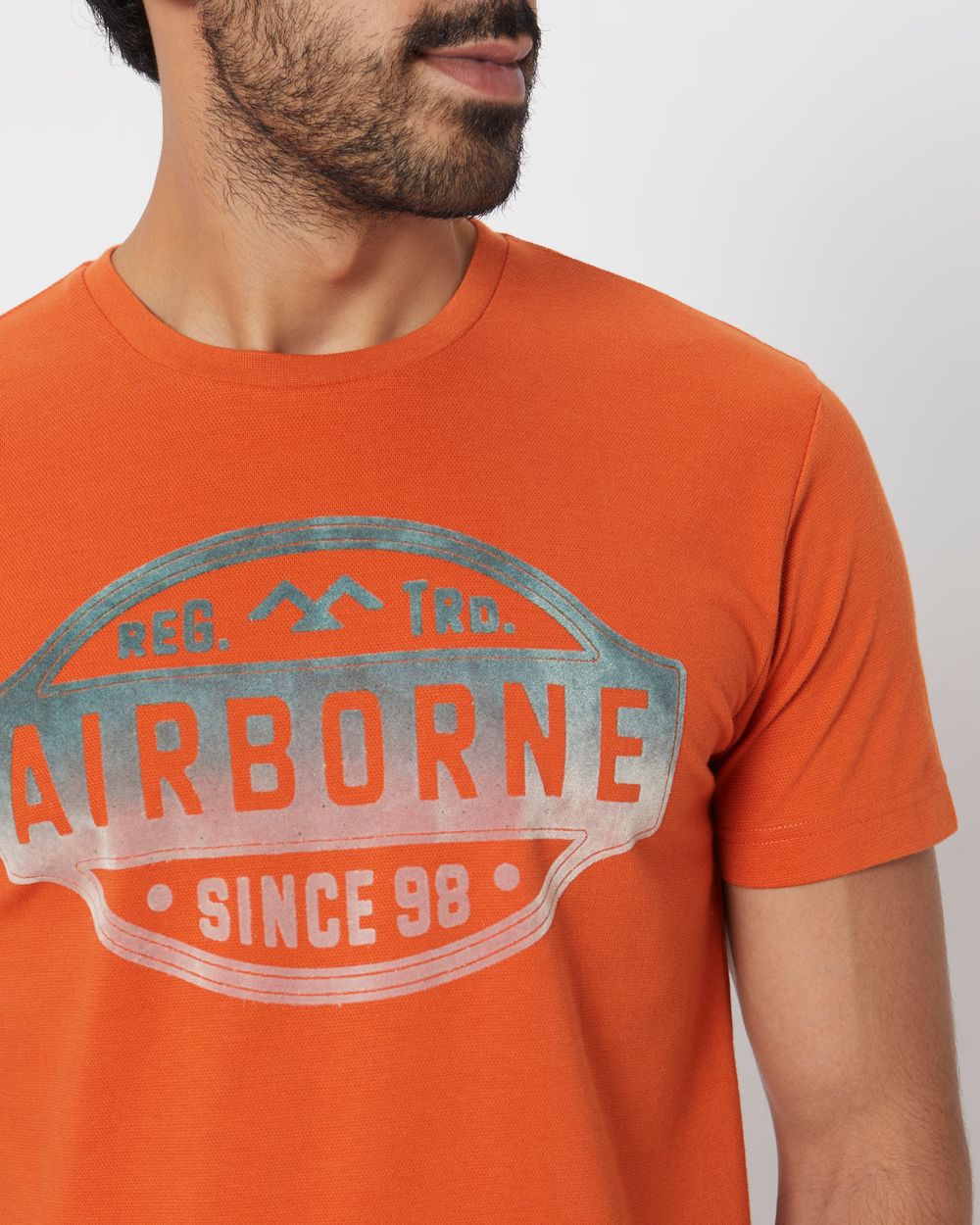 Rust Textured Graphic Slim Fit T-Shirt