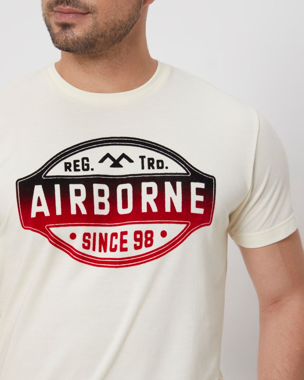 Off White Textured Graphic Slim Fit Jersey T-Shirt