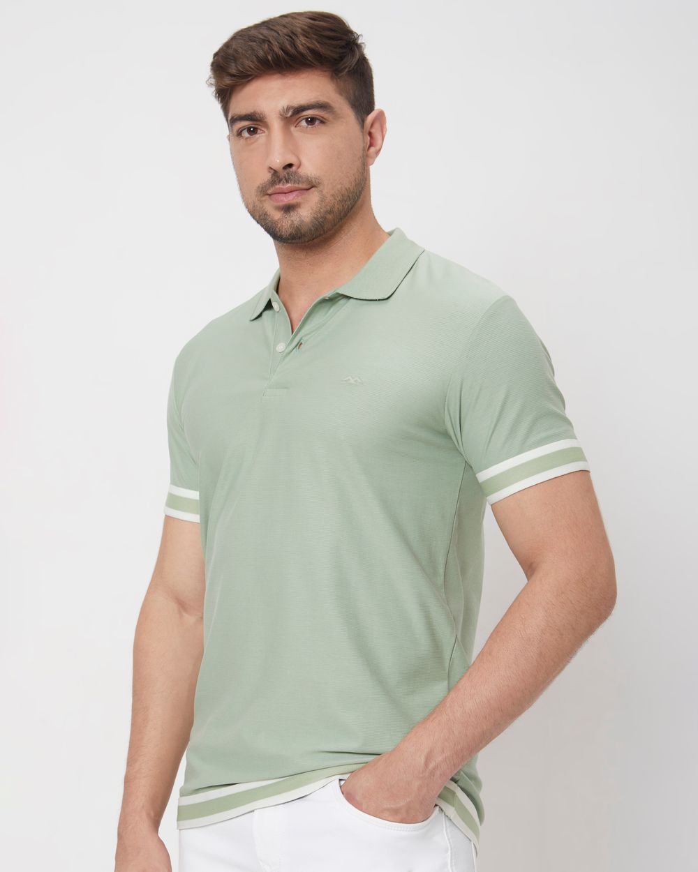 Green Textured Plain Slim Fit Jersey T-Shirt