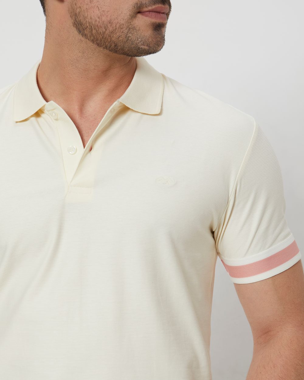 Off White Textured Plain Slim Fit Jersey T-Shirt