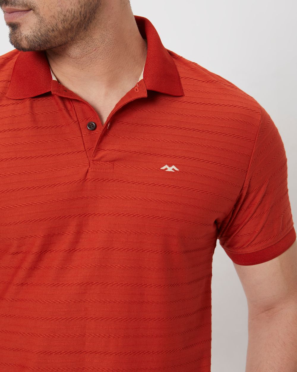 Rust Textured Plain Slim Fit Jersey T-Shirt
