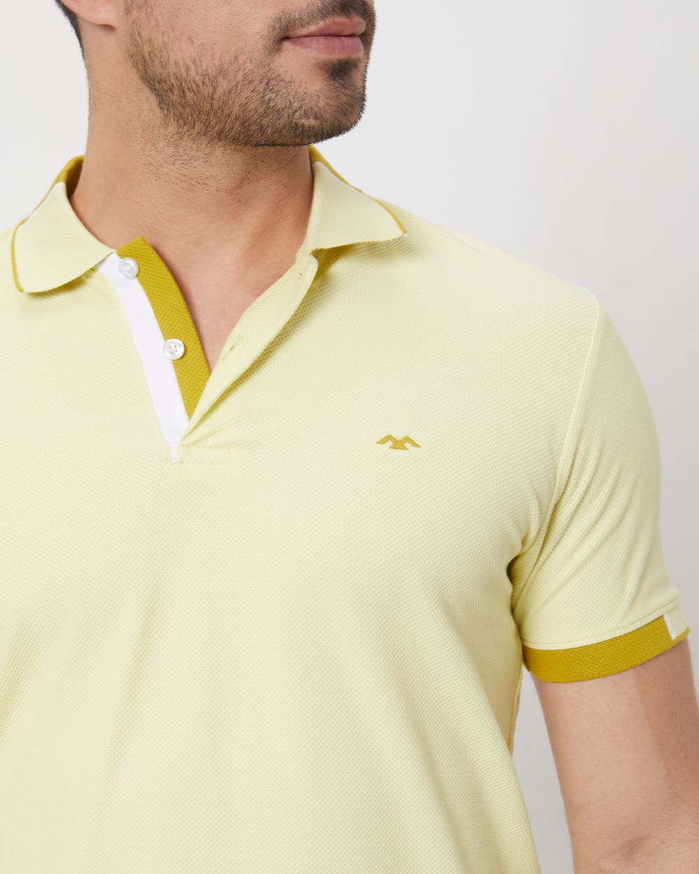 Light Yellow Detail Plain Slim Fit Mini Popcorn T-Shirt