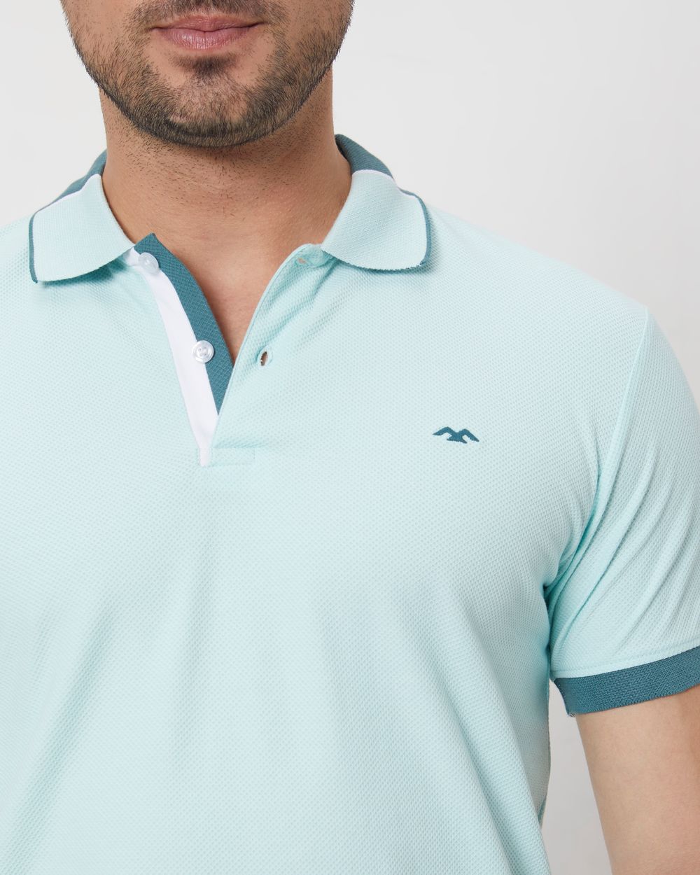 Turquoise Detail Plain Slim Fit Mini Popcornt-Shirt