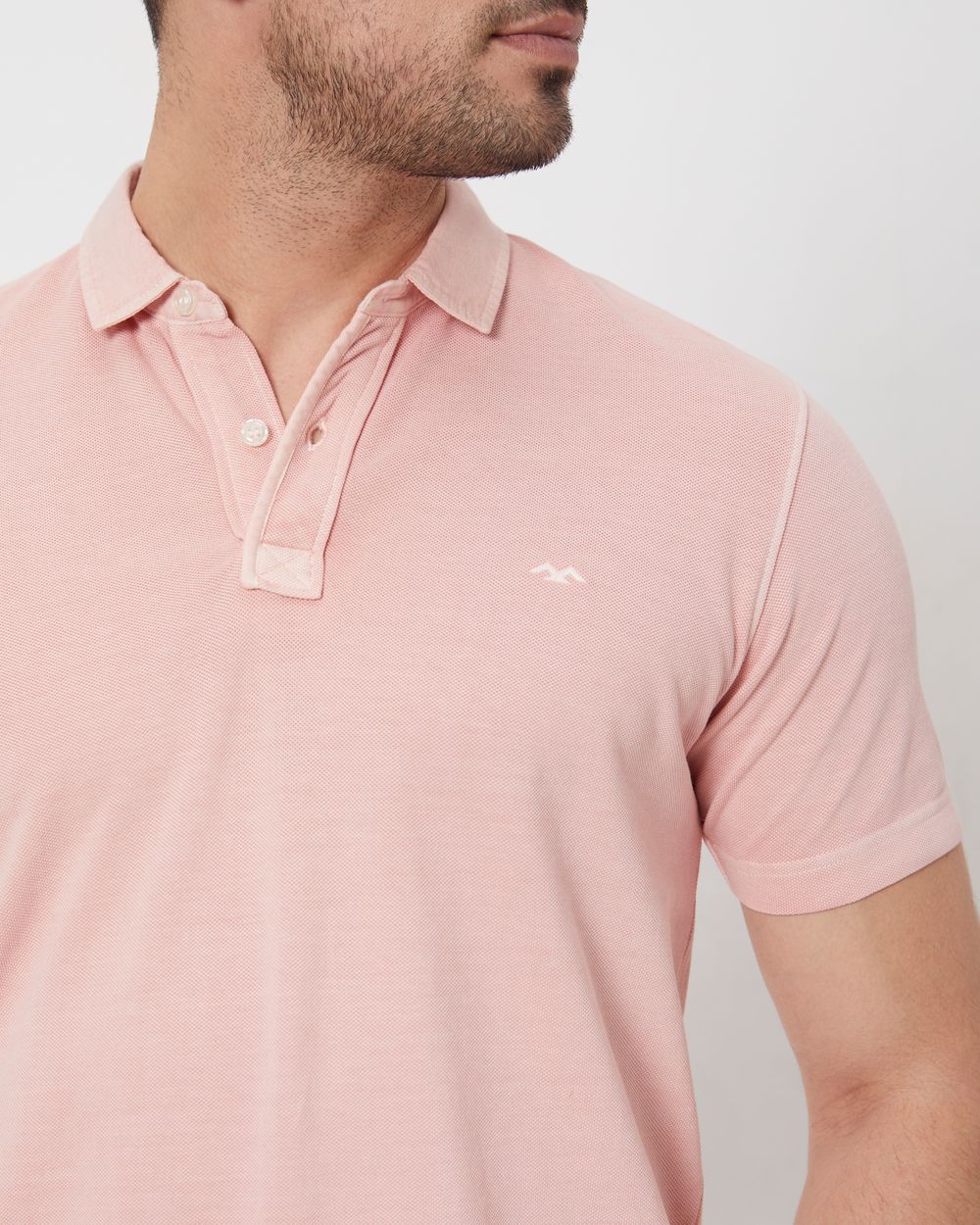 Pink Logo Embroidered Plain Slim Fit Pique Polo T-Shirt