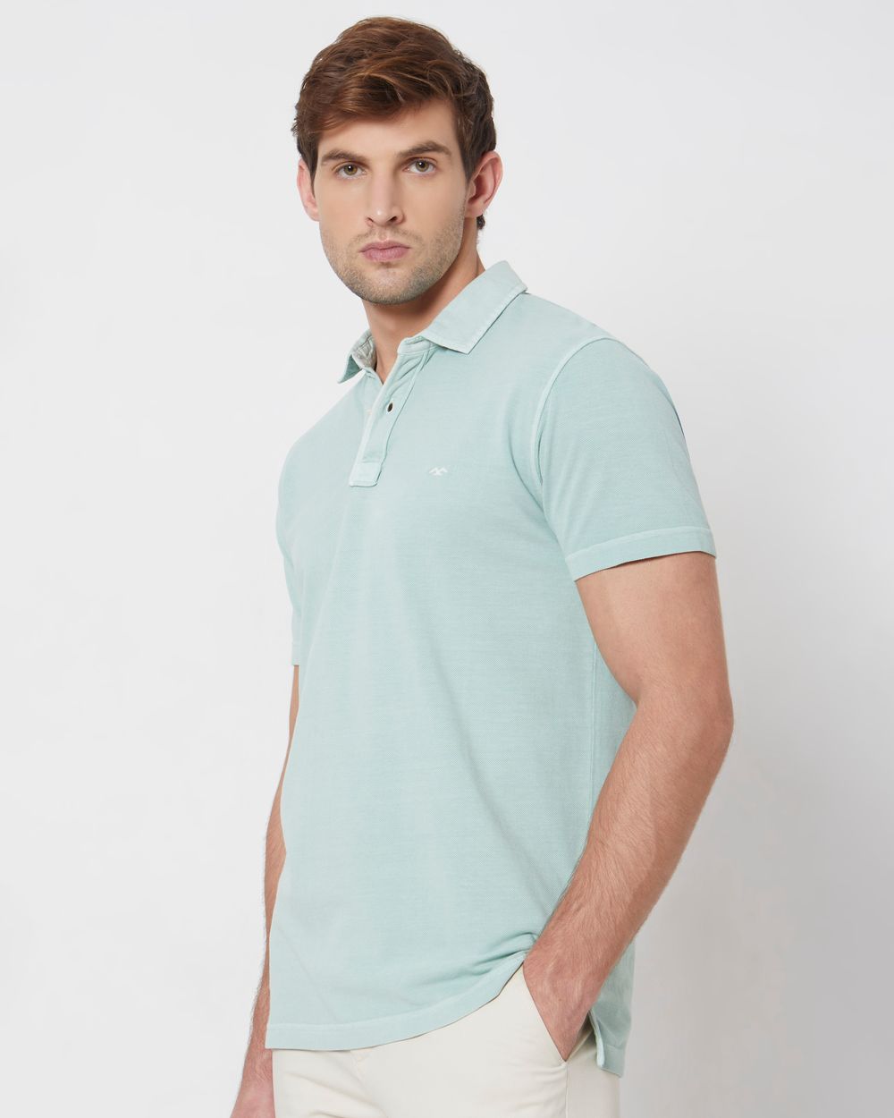 Light Green Plain Slim Fit Polo T-Shirt