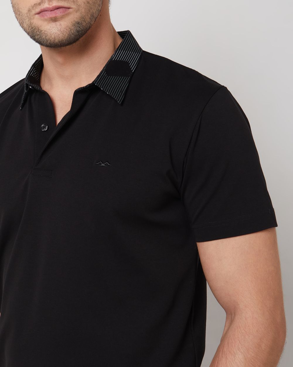 Black Printed Plain Slim Fit Casual Polo
