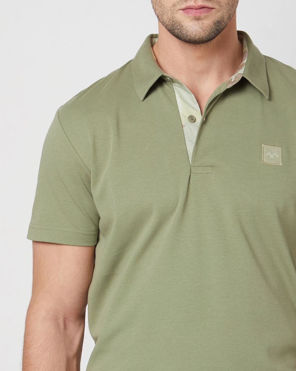 Light Olive Plain Slim Fit Casual Polo