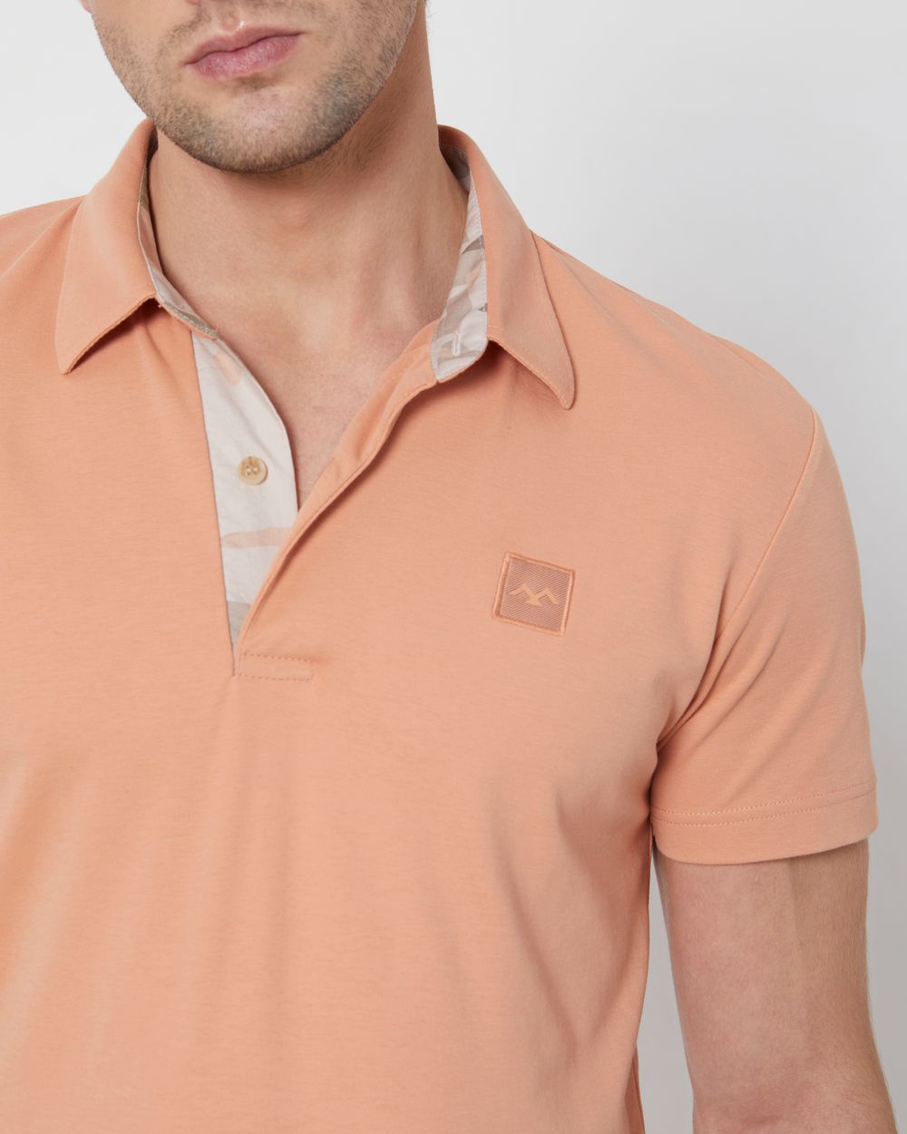 Peach Plain Slim Fit Casual Polo