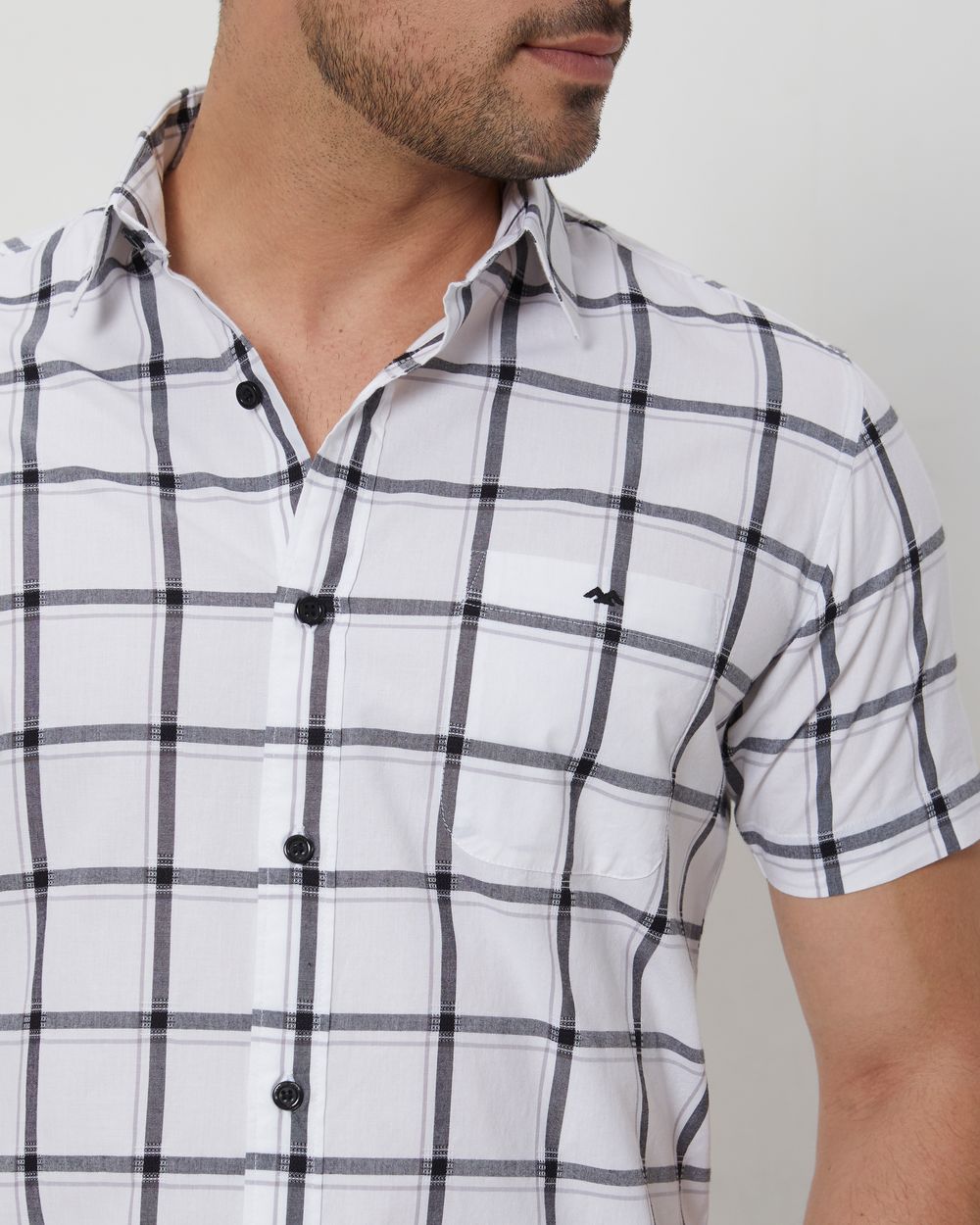 White Square Check Slim Fit Casual Shirt