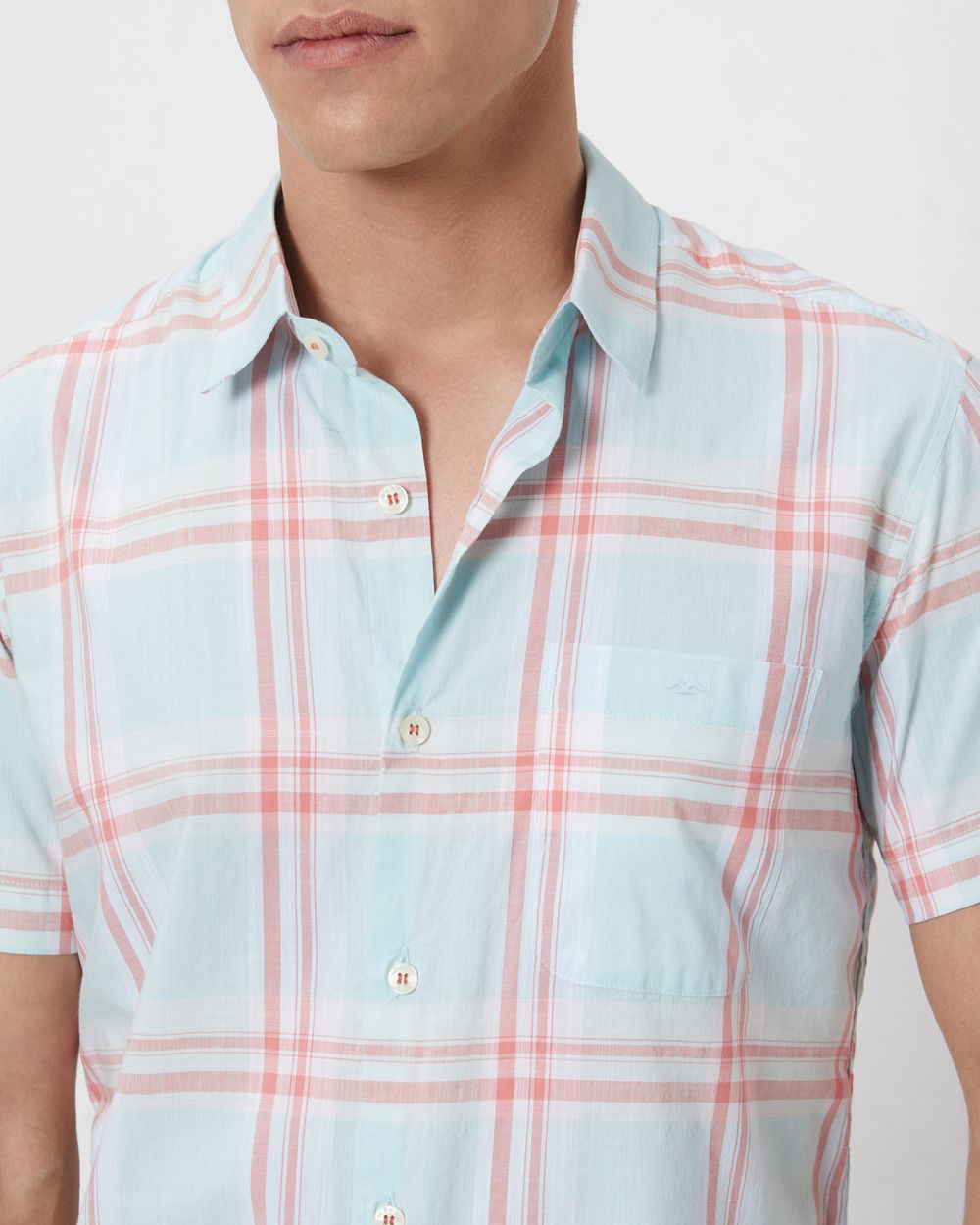 Turquoise Large Check Slim Fit Casual Shirt