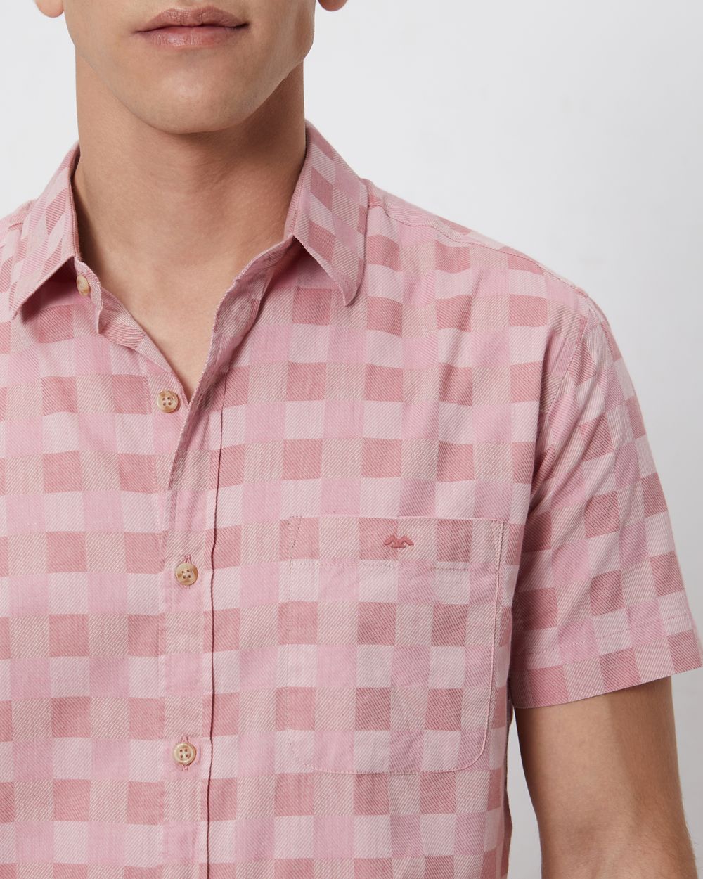 Pink Tonal Check Slim Fit Casual Shirt