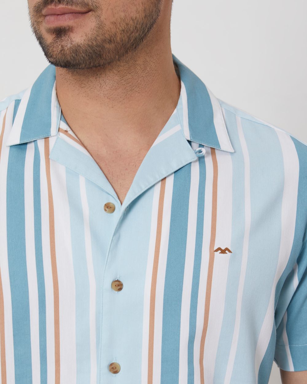 Teal Resort Stripe Relaxed Fit Casual Shirt
