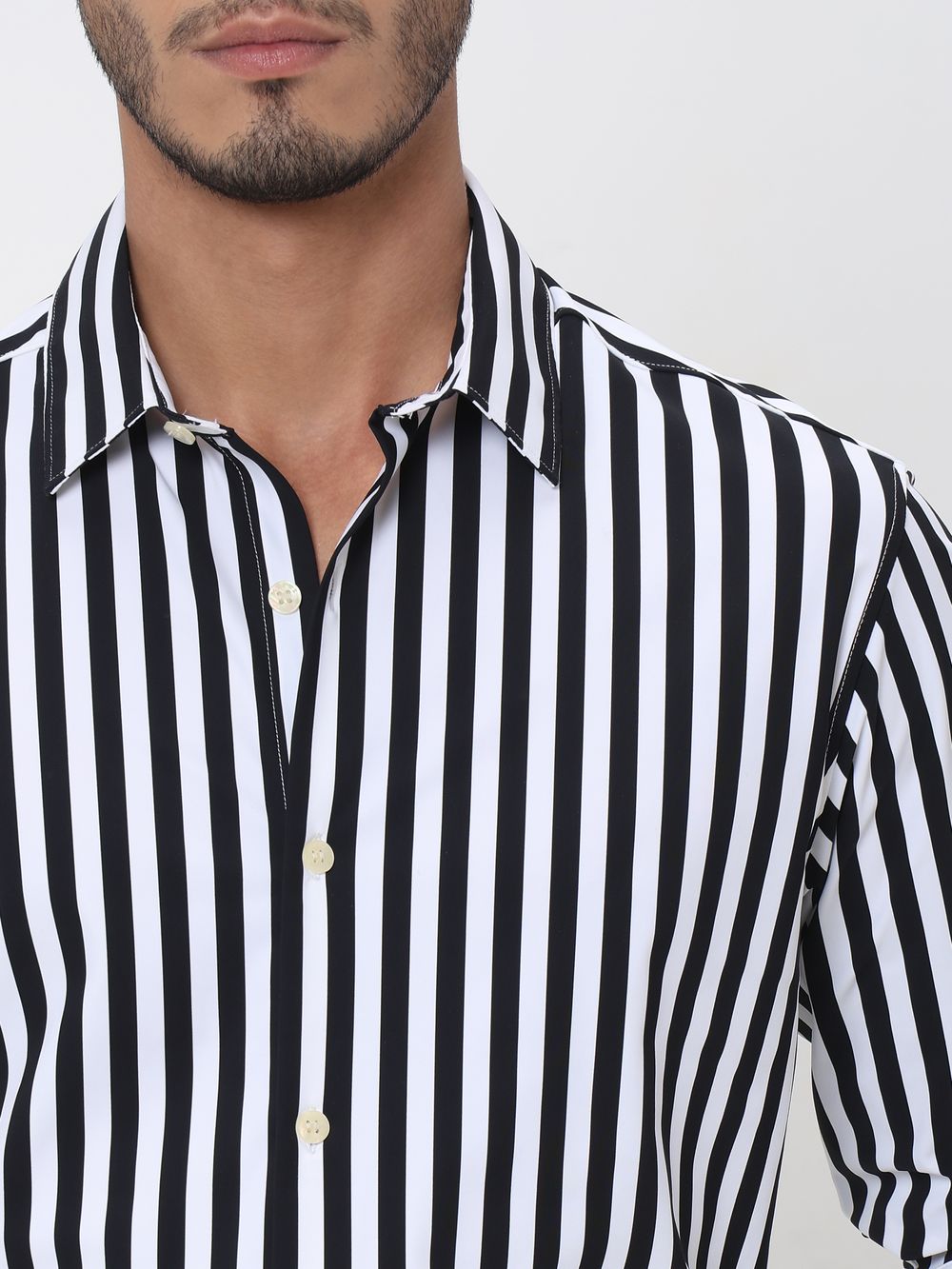 Black Candy Stripe Slim Fit Casual Shirt