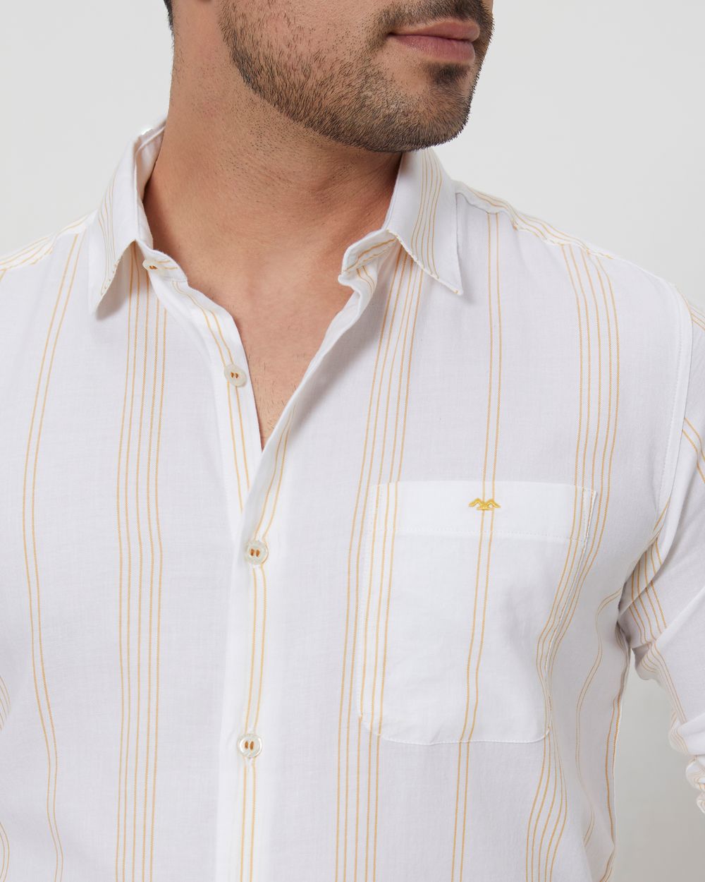 White Pin Stripe Slim Fit Casual Shirt