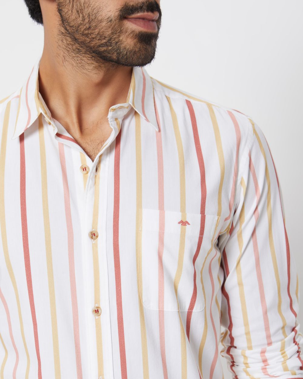 White Candy Stripe Slim Fit Casual Shirt