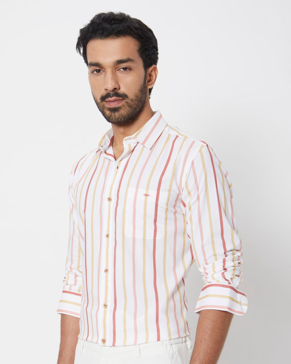 White Candy Stripe Slim Fit Casual Shirt