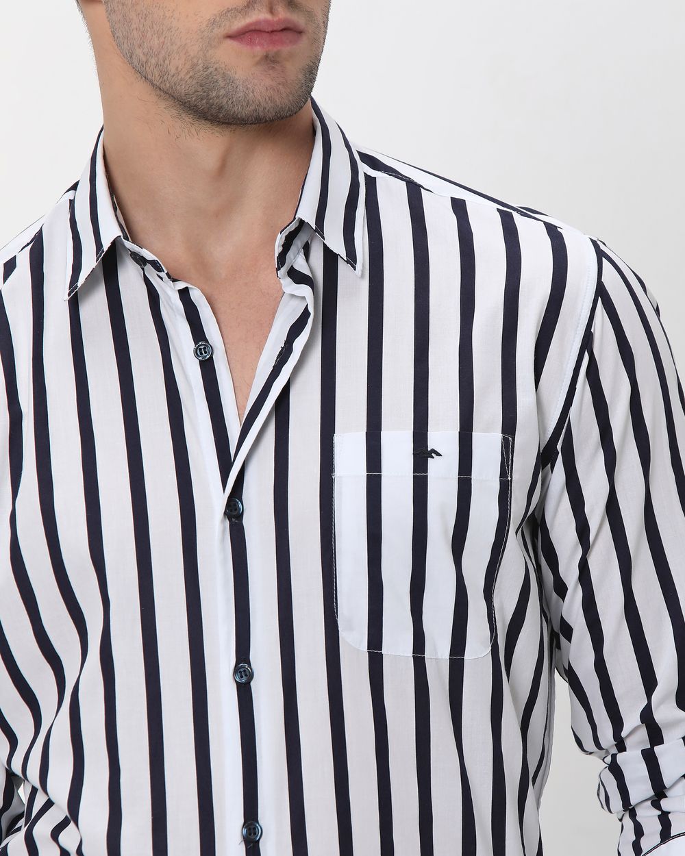 White Candy Stripe Slim Fit Casual Shirt