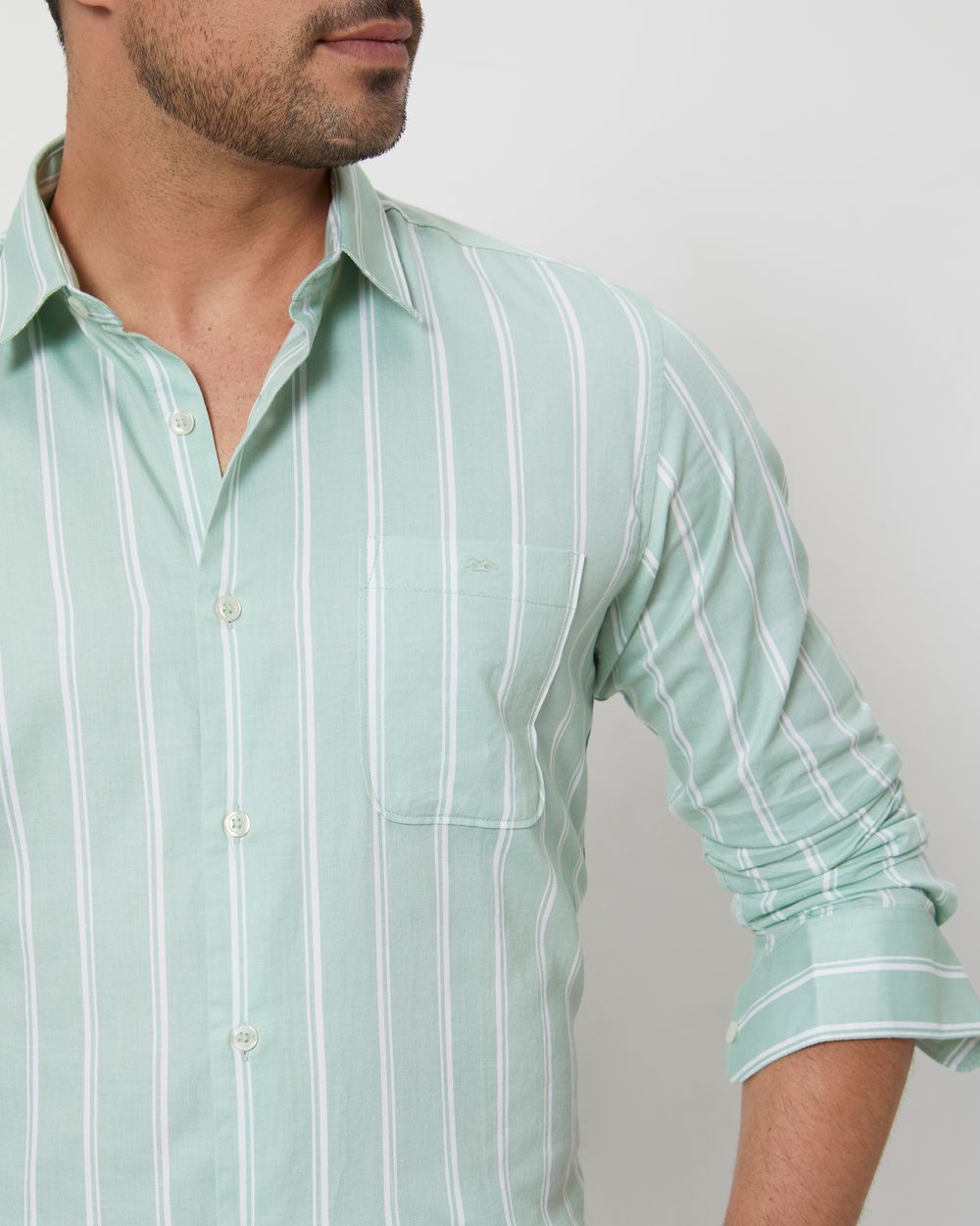 Light Green Candy Stripe Slim Fit Casual Shirt