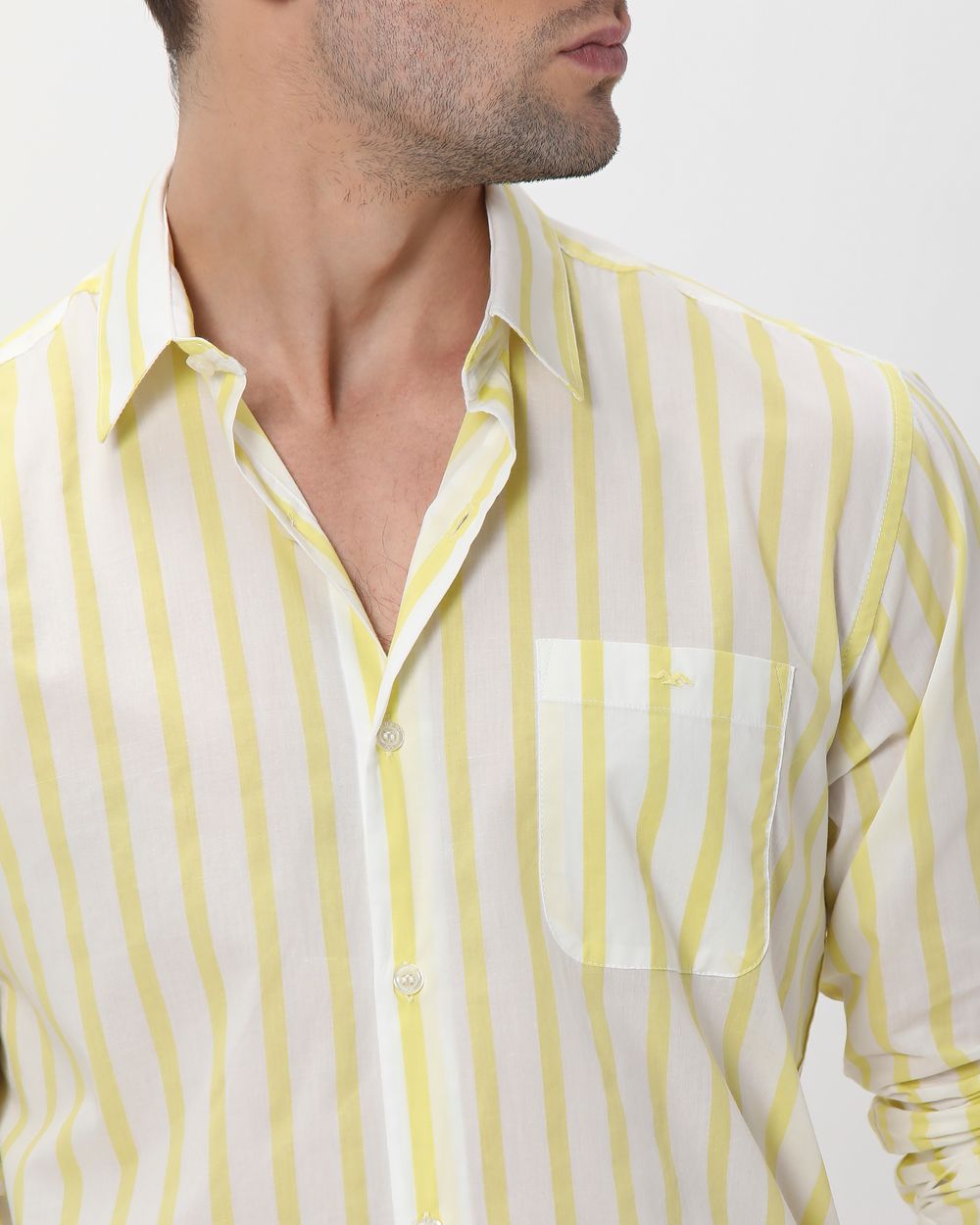 Light Yellow Candy Stripe Slim Fit Casual Shirt